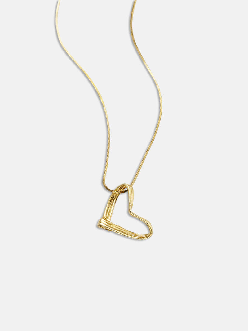 Gold Twisted Heart Pendant Necklace