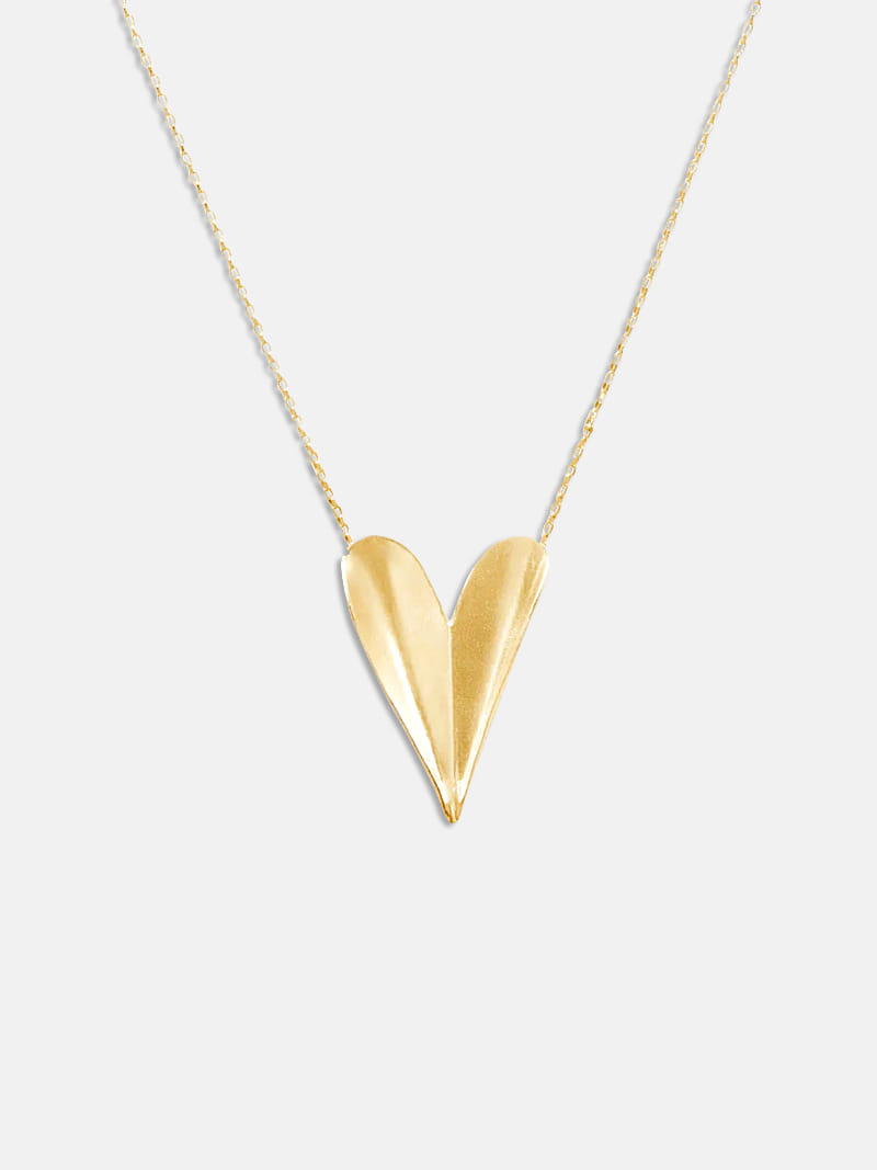 Gold Folded Heart Necklace