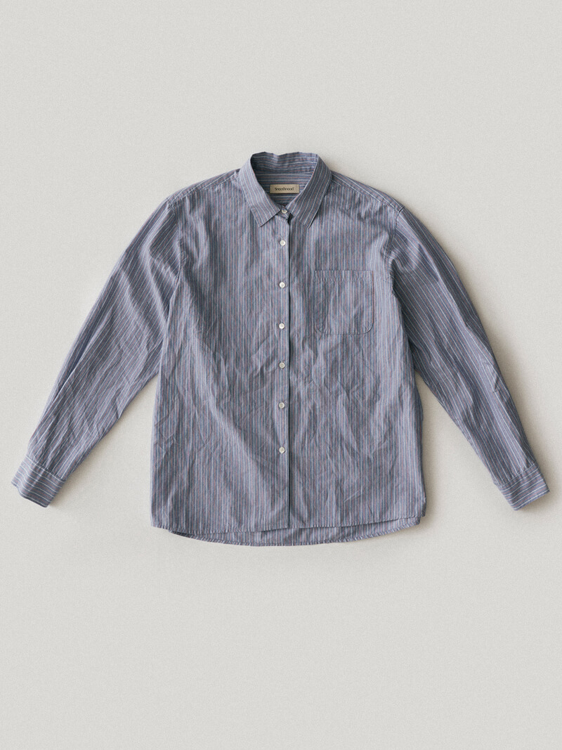 1998 Wrinkle Striped Shirts Navy (2nd)