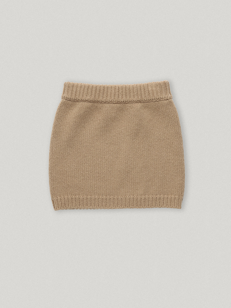 Eggnog Knit Skirt Camel Beige