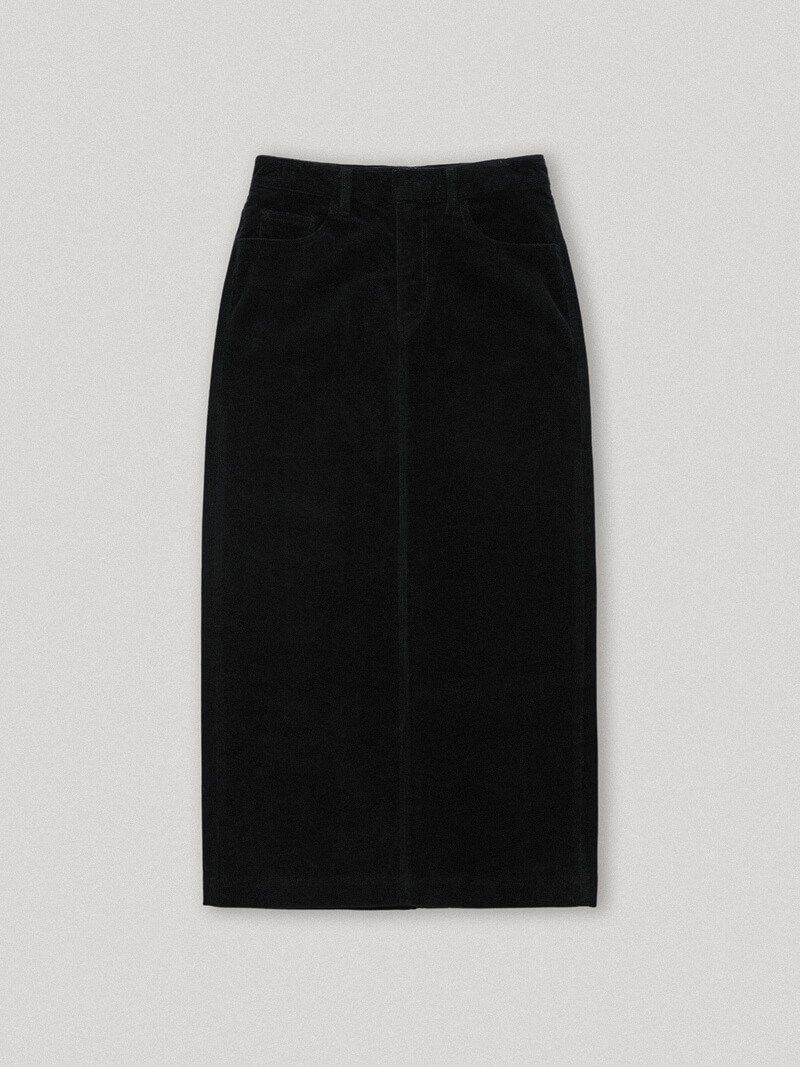 Brynn Black Corduroy Skirt
